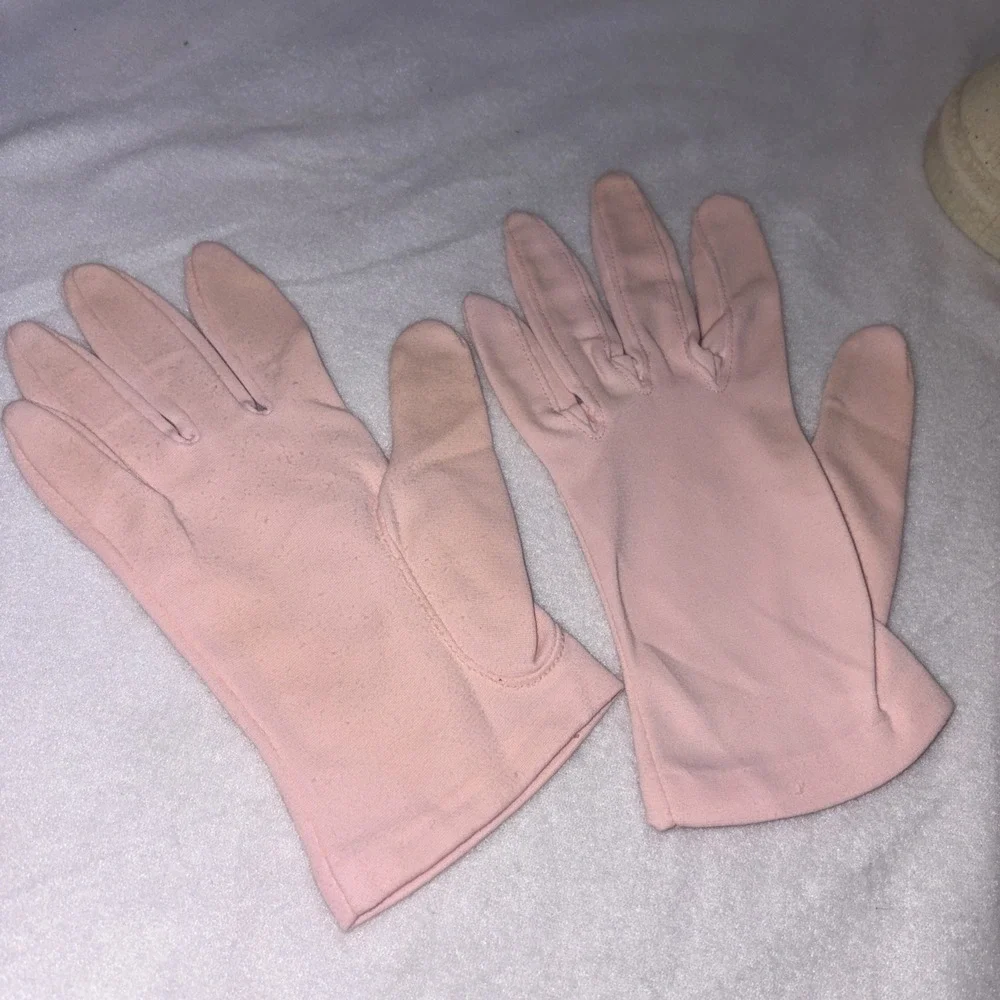 Women's Baby Pink Dress Gloves From The 1950 to‎ 1960's Wrist Length Gloves M